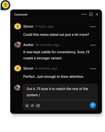 Comment thread between client and designer